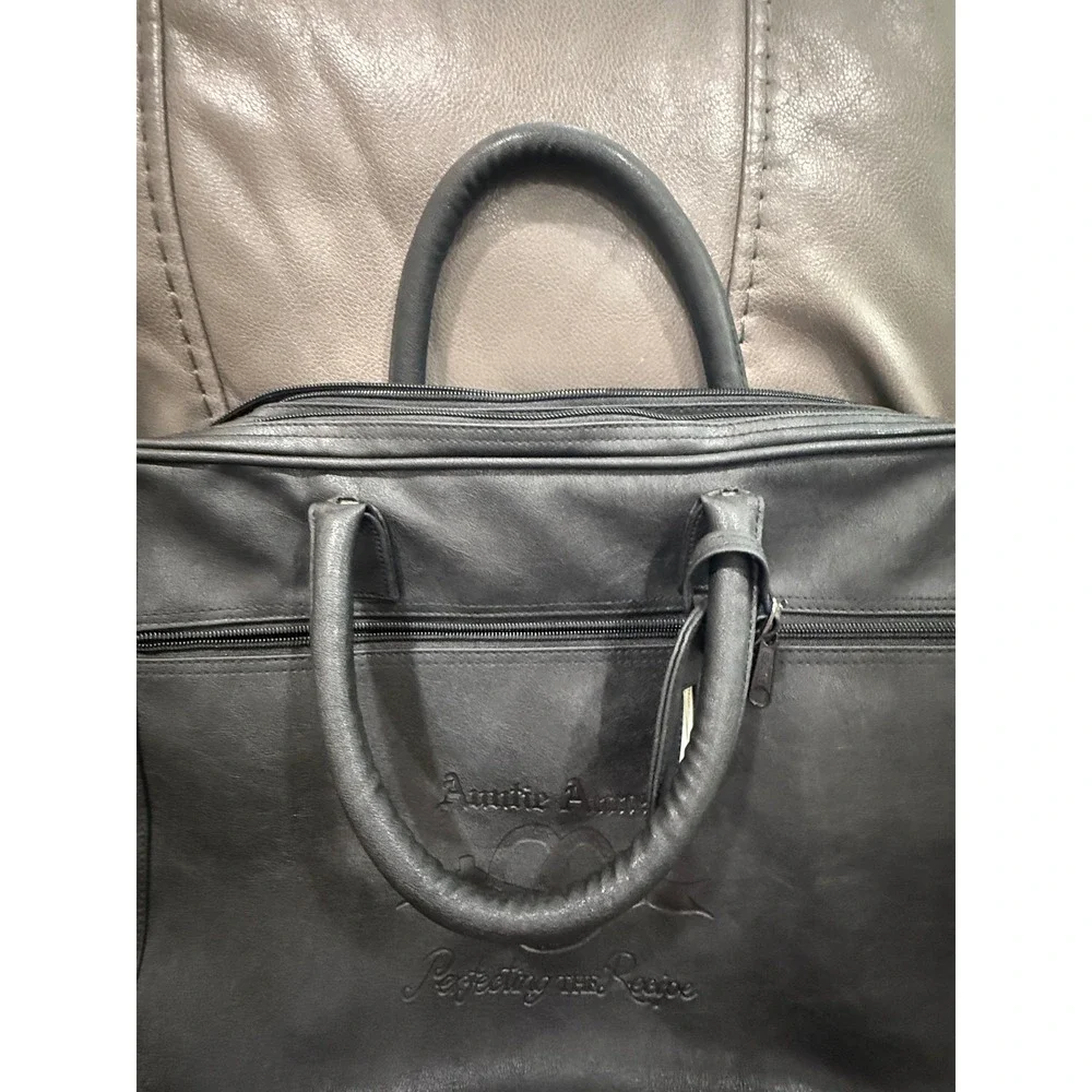 Auntie‎ Anne's 15th Anniversary Black Faux Leather Briefcase Messenger Vintage